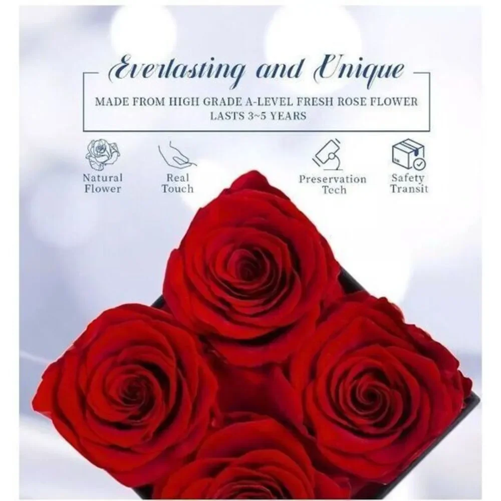 Preserved Roses Gift Box Real Eternal Rose Flower Gifts Unique Jewelry Box‎ Otuo